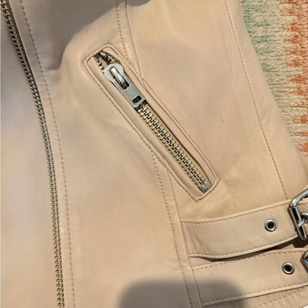 IRO Women's Light Tan Indie Sleeze Leather Jacket - Picture 8 of 9